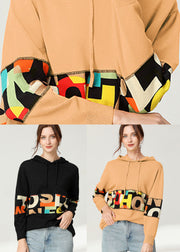 Chic Yellow Letter Patchwork Knit Loose Tops