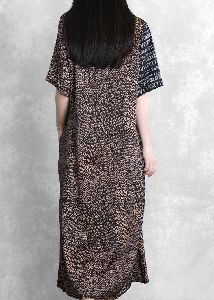 Chic o neck patchwork summer dress Fabrics chocolate Letter Dress - SooLinen