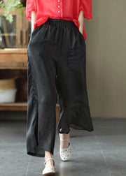 Chocolate Casual Summer Ramie Wide Leg Pants - SooLinen