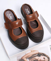 Chocolate Platform Buckle Strap Slide Sandals - SooLinen