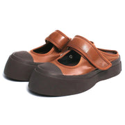 Chocolate Platform Buckle Strap Slide Sandals - SooLinen