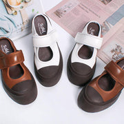 Chocolate Platform Buckle Strap Slide Sandals - SooLinen