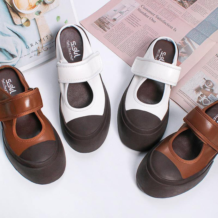 Chocolate Platform Buckle Strap Slide Sandals - SooLinen