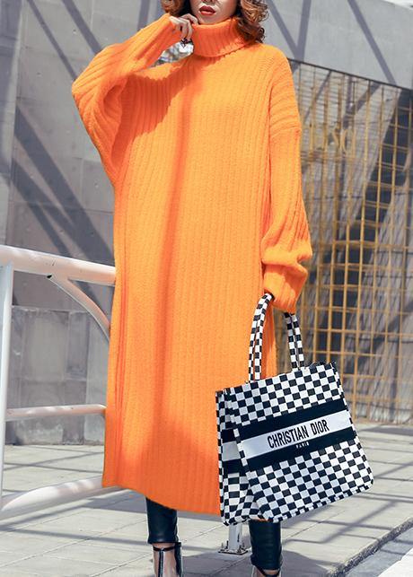 Chunky orange Sweater weather Beautiful high neck Tejidos fall knitwear - SooLinen