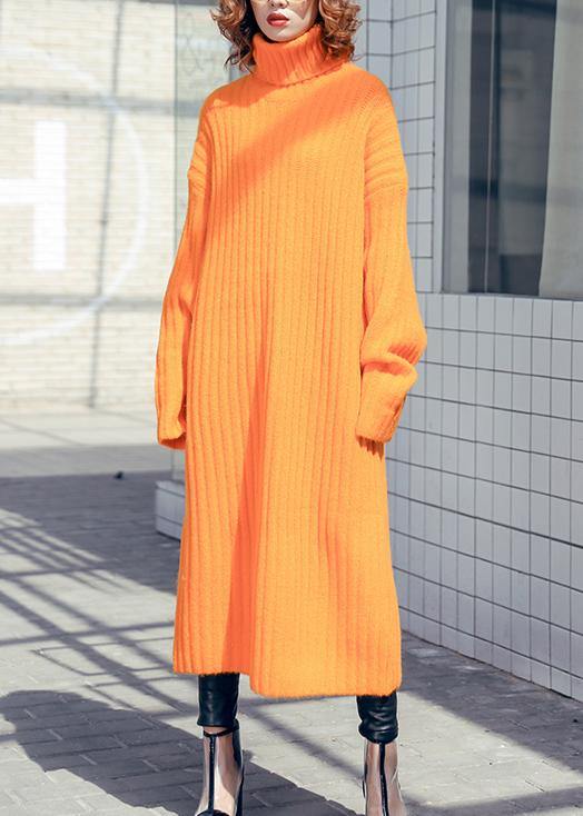 Chunky orange Sweater weather Beautiful high neck Tejidos fall knitwear - SooLinen