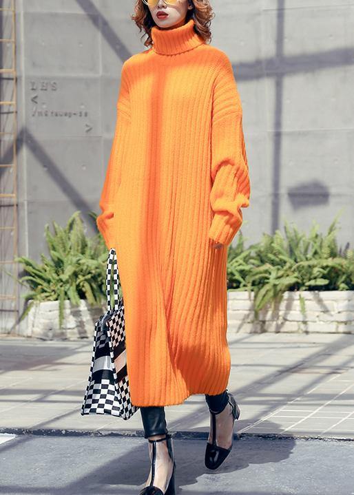 Chunky orange Sweater weather Beautiful high neck Tejidos fall knitwear - SooLinen