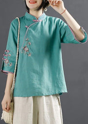 Classy Blue Embroideried Patchwork Top Half Sleeve