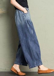 Classy Blue Pockets Loose Harem Fall Denim Pants