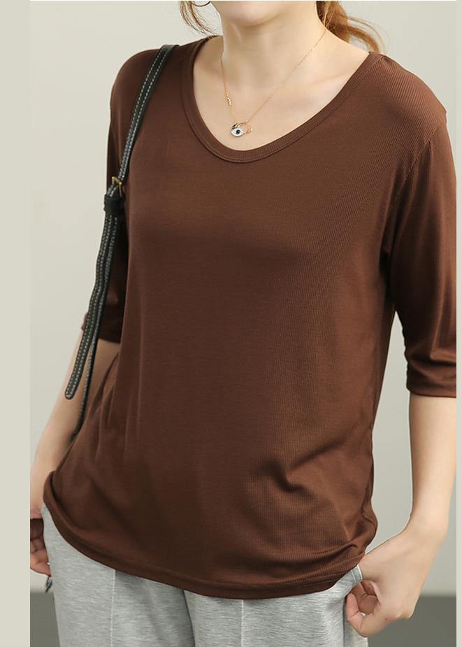 Classy Chocolate Skinny Cotton Summer Tees - SooLinen