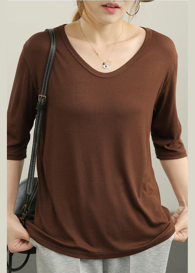 Classy Chocolate Skinny Cotton Summer Tees - SooLinen