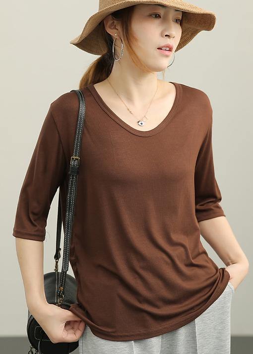 Classy Chocolate Skinny Cotton Summer Tees - SooLinen