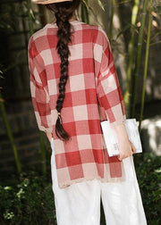 Classy Half Sleeve Spring Clothes Fashion Ideas Red Plaid Blouse - SooLinen