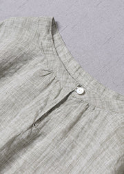 Classy Light Green Button Linen Shirts Half Sleeve