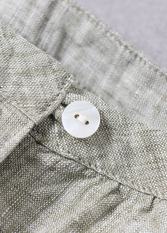 Classy Light Green Button Linen Shirts Half Sleeve