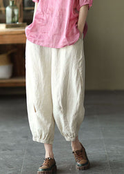 Classy Linen Colour High Waist Drawstring Linen Harem Pants Summer