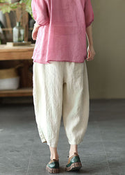 Classy Linen Colour High Waist Drawstring Linen Harem Pants Summer