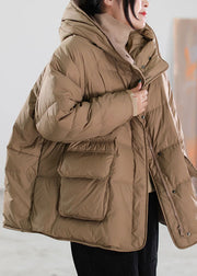 Classy Red Hooded Duck Down Puffer Coat Winter