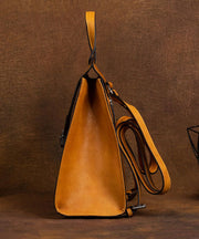 Classy Yellow Embossing Paitings Calf Leather Backpack Bag