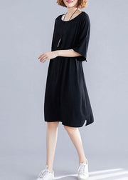 Classy black Cotton clothes Women Backless cotton summer Dresses - SooLinen