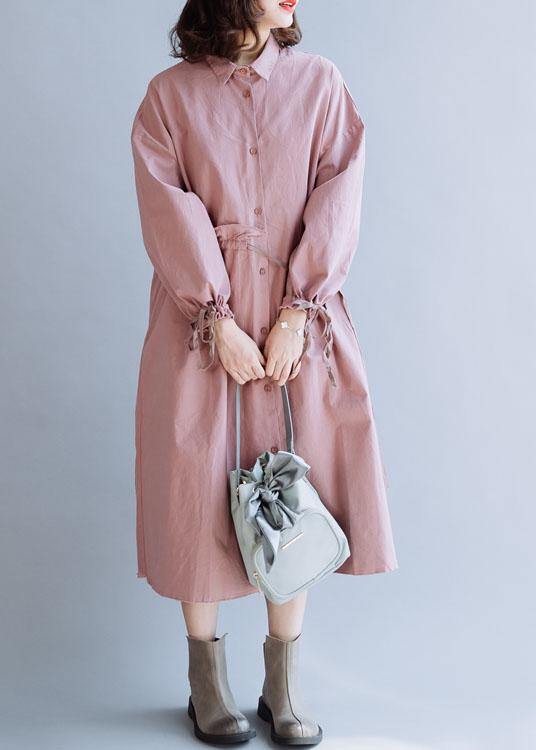 Classy pink Fashion clothes For Women drawstring lapel fall coats - SooLinen