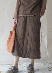 Chocolate Button Fine Cotton Filled Skirts Thick side open Winter