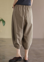 Chocolate Loose Linen Harem Pants Elastic Waist Drawstring Summer