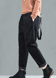 Comfy Black Pockets Patchwork Fall Harem Pants - SooLinen