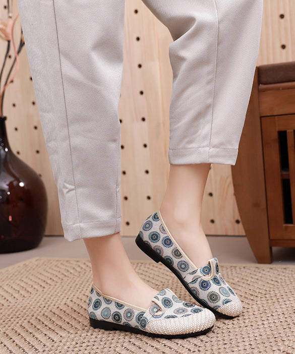 Comfy Blue Flat Shoes For Women Print Splicing Flat Feet Shoes