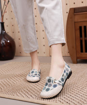 Comfy Blue Flat Shoes For Women Print Splicing Flat Feet Shoes