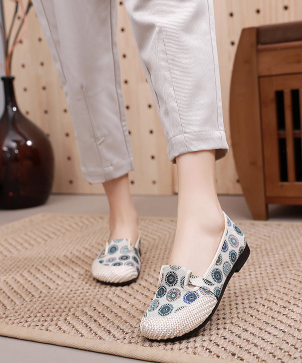 Comfy Blue Flat Shoes For Women Print Splicing Flat Feet Shoes