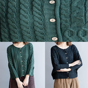 Comfy blackish green knitted pullover plus size clothing o neck Batwing Sleeve sweaters - SooLinen