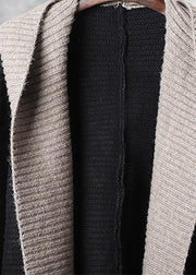 Cute black knitted outwear plus size clothing nude hooded knit sweat tops - SooLinen