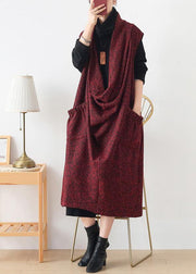 Cute o neck asymmetric Sweater weather burgundy oversized sweater dress - SooLinen