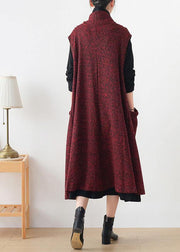 Cute o neck asymmetric Sweater weather burgundy oversized sweater dress - SooLinen