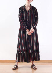 Cute red striped outwear casual lapel cardigans - SooLinen