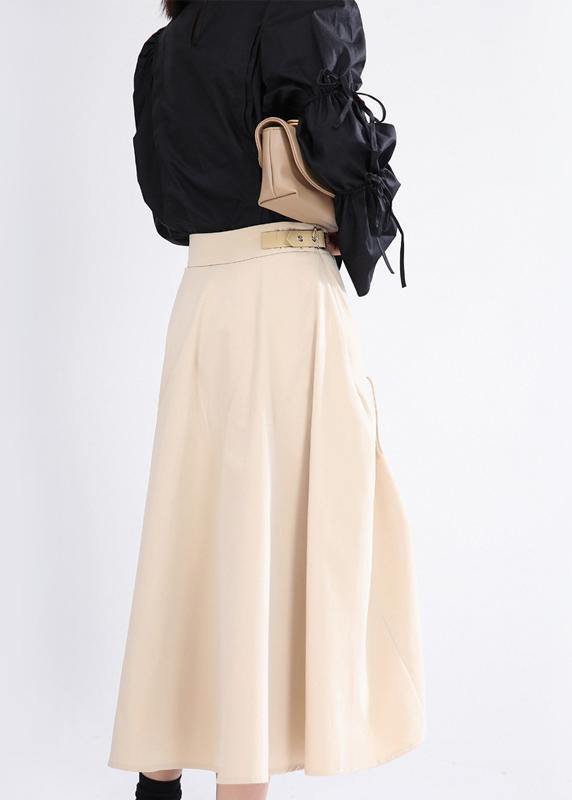 DIY Beige High Waist A Line Skirt Summer - SooLinen