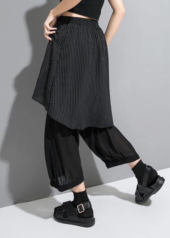 DIY Cotton Fun Striped Cotton Ankle-Length Wide Leg Pants - SooLinen