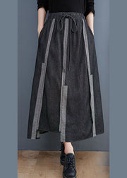 DIY Dark Gray Tie Waist Asymmetrical Design Casual Fall A Line  Skirt