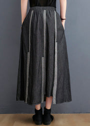 DIY Dark Gray Tie Waist Asymmetrical Design Casual Fall A Line  Skirt