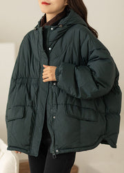 DIY Green Cinched Pockets Duck Down Winter down coat