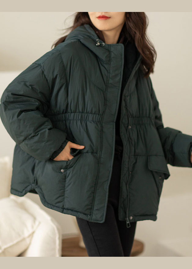 DIY Green Cinched Pockets Duck Down Winter down coat