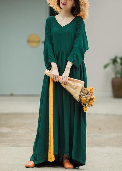 Luxy Green Loose Maxi Dress Caftans - SooLinen