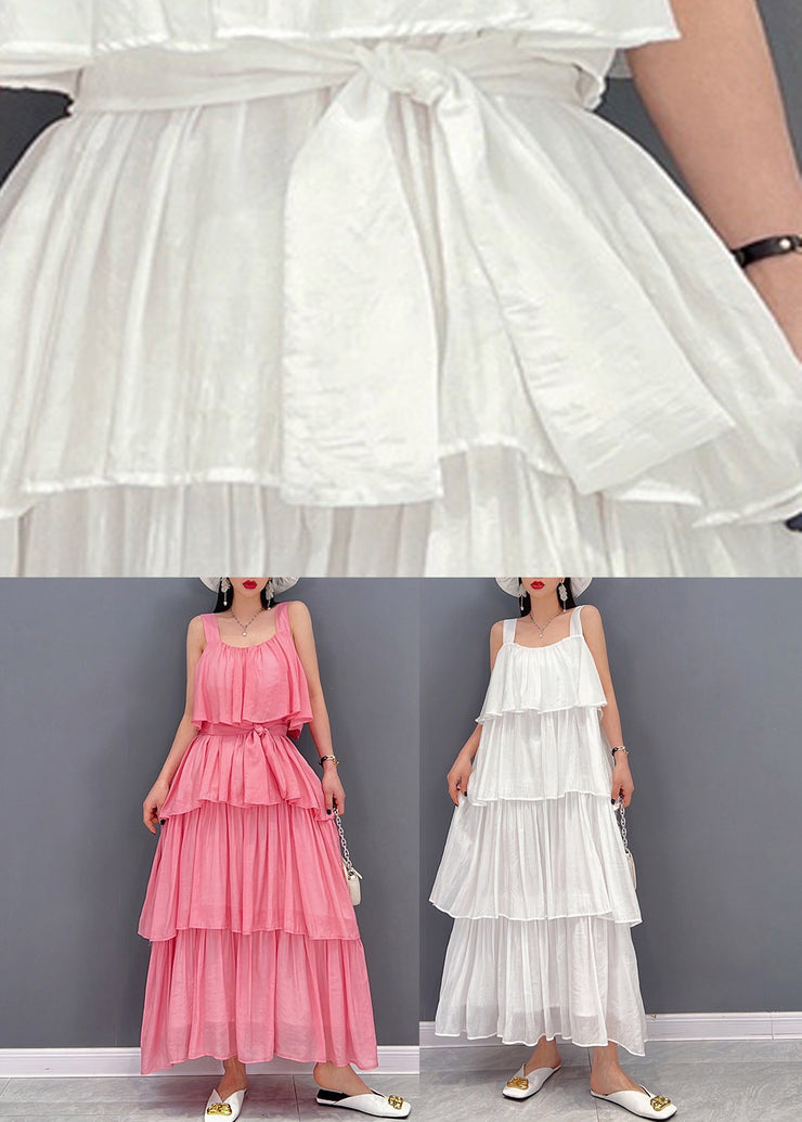 DIY White Slash Neck Spaghetti Strap Chiffon Dress Sleeveless