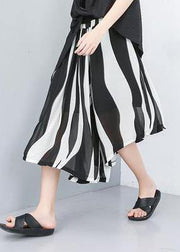 DIY linen chiffon quilting dresses Boho Summer Striped Wide Leg Pants - SooLinen