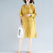 DIY yellow Cotton Wardrobes Mom Tutorials lapel collar short Dress