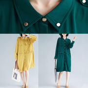 DIY yellow Cotton Wardrobes Mom Tutorials lapel collar short Dress