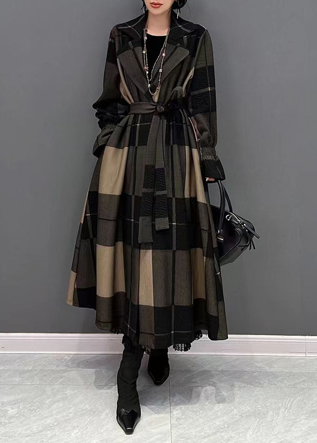 DIY asymmetric Plus Size maxi coat red plaid daily coats