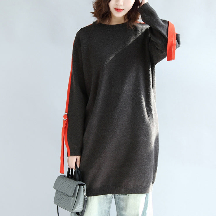 Dark gray plus size sweat dresses oversized casual shift dress