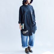 Days with rose black oversized cotton shirt dresses long cotton shift dress casual clothing