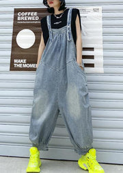 Denim blue overalls new summer thin casual one-piece pants - SooLinen